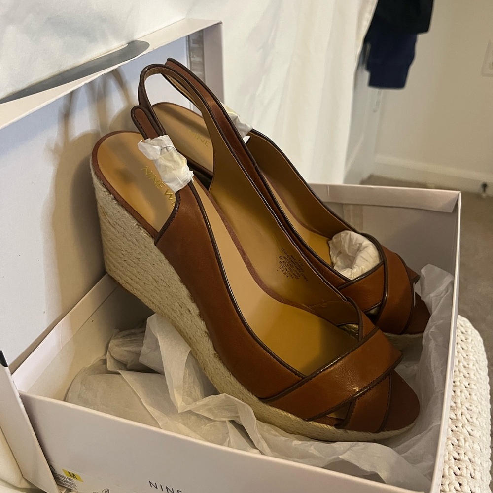 Nine West Tan Wedge Sandals